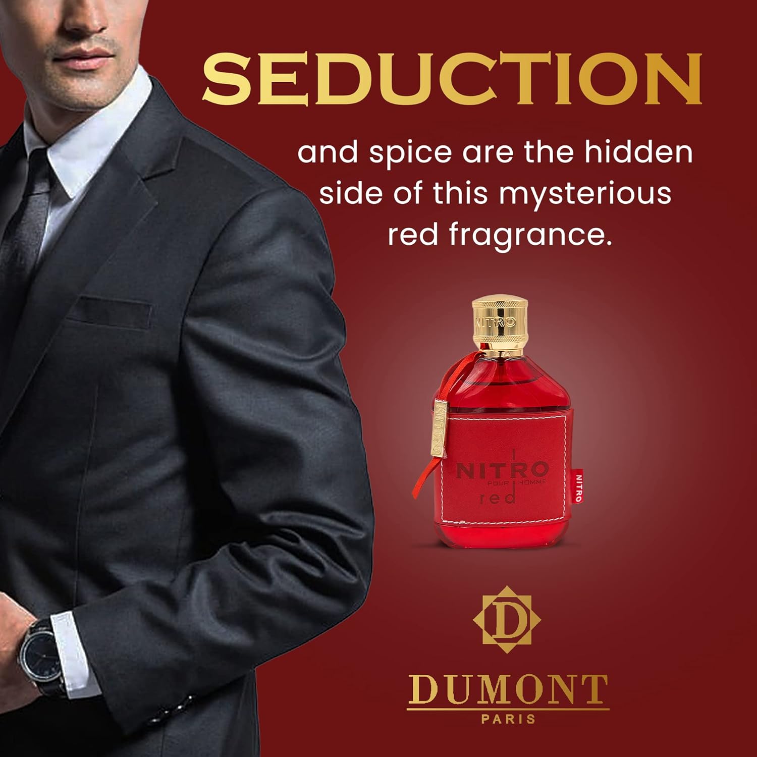 NITRO RED Men's Eau de Toilette 3.4oz - Luxury Date Night Cologne, Fruit & Woody Scent with 12H Long Lasting, Valentine's Day Gift for Him, TikTok Viral Compliment Magnet
